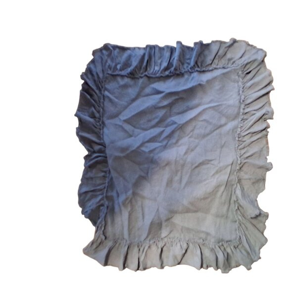 Wamsutta Vintage duvet cover queen gray linen + 2 shams ruffle - Picture 7 of 11